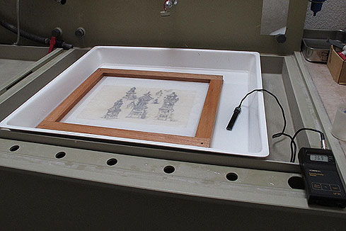 Bild 2: Die Entsäuerung des Blattes im Wasserbad